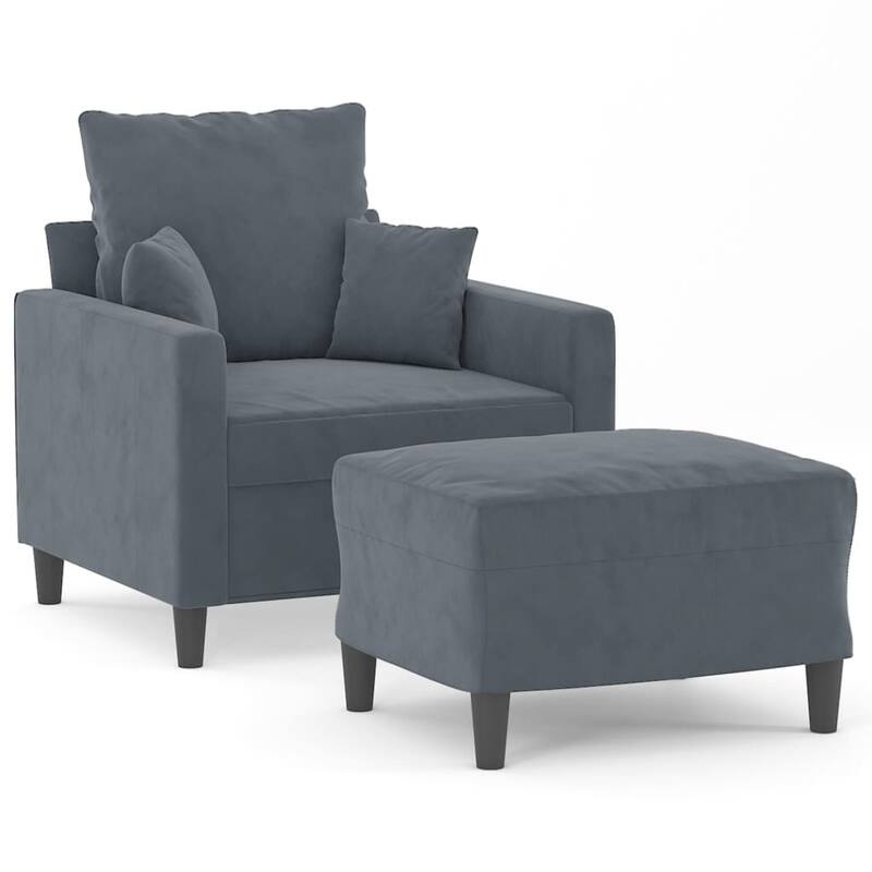 vidaXL Sofa Chair Accent Upholstered Single Sofa Chair with Footstool Velvet - 30.7 x 30.7 x 31.5 in.
