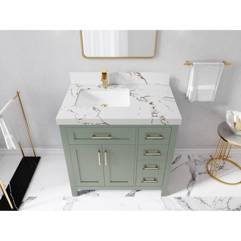 Willow Collections 36 in. W x 22 in. D Cambridge Left Offset Sink Bathroom Vanity with Countertop
