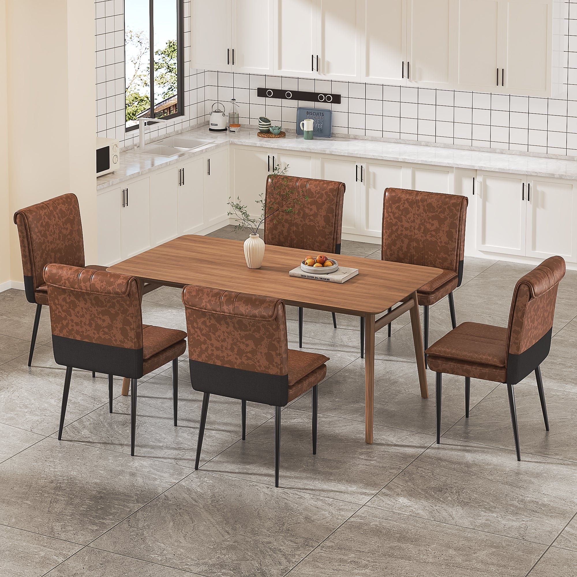 VECELO Foldable Dining Chair Set 2/4/6 Pack PU Leather Space Saving Chairs with Metal Legs Waterproof Kitchen Living Room Chairs