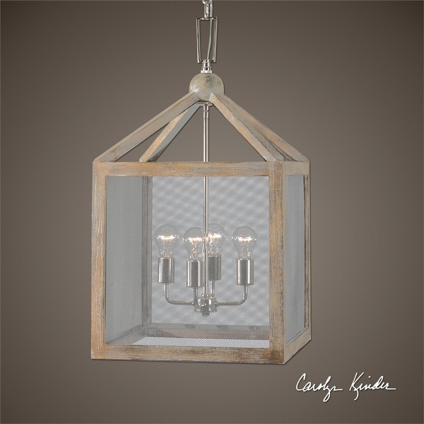 29 Carolyn Kinder Gray Taupe Wash Wooden Lantern 4 Bulb 29 Carolyn Kinder Gray Taupe Wash Wooden Lantern 4 Bulb Pendant Ceiling Light Fixture