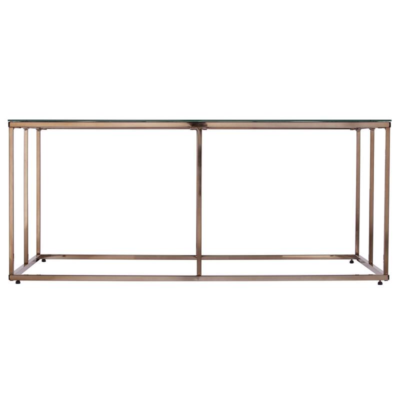 HomeRoots 42" Clear and Champagne Glass and Metal Coffee Table - 18" H x 42" W x 24" D