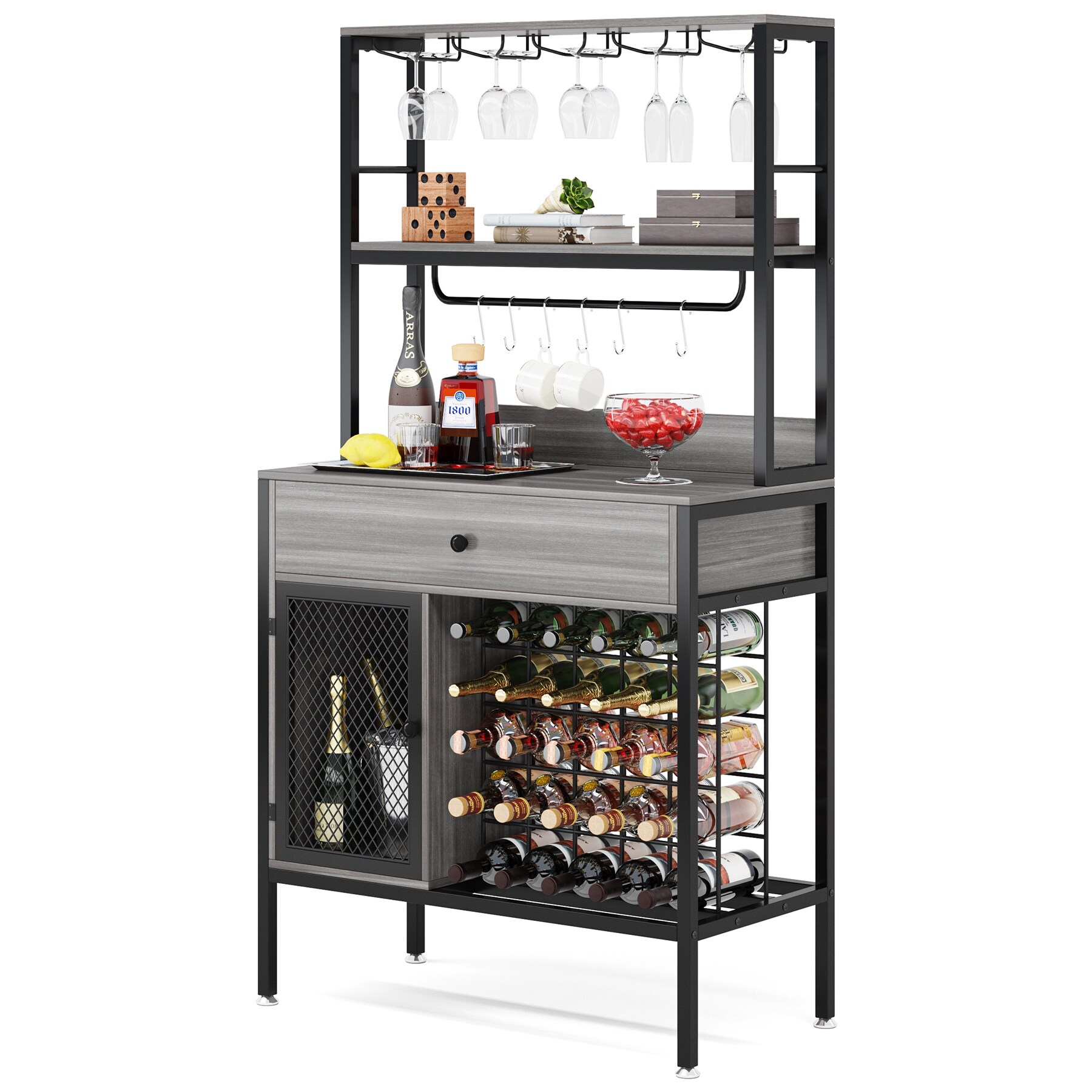 Tall bar cart with wine rack outlet