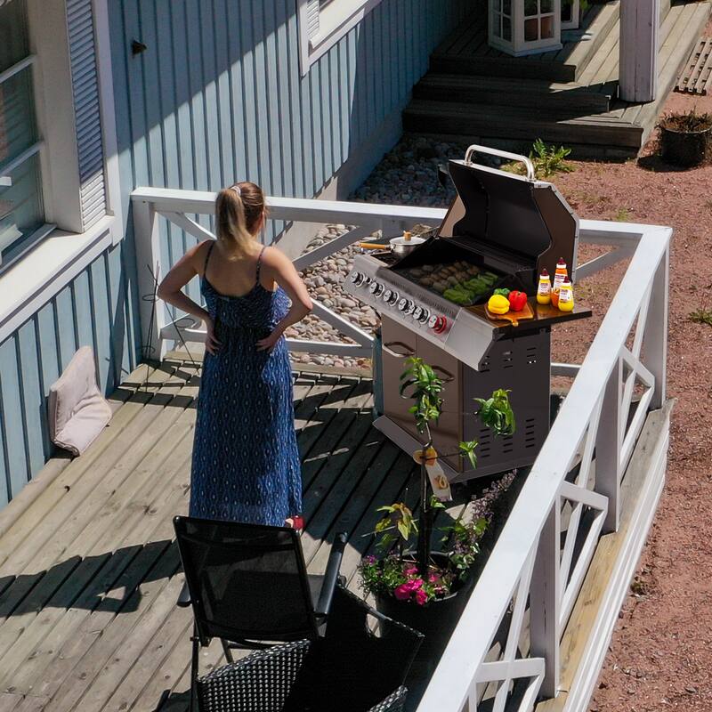 Royal Gourmet 5-Burner Cabinet Style Gas Grill with Side Burner