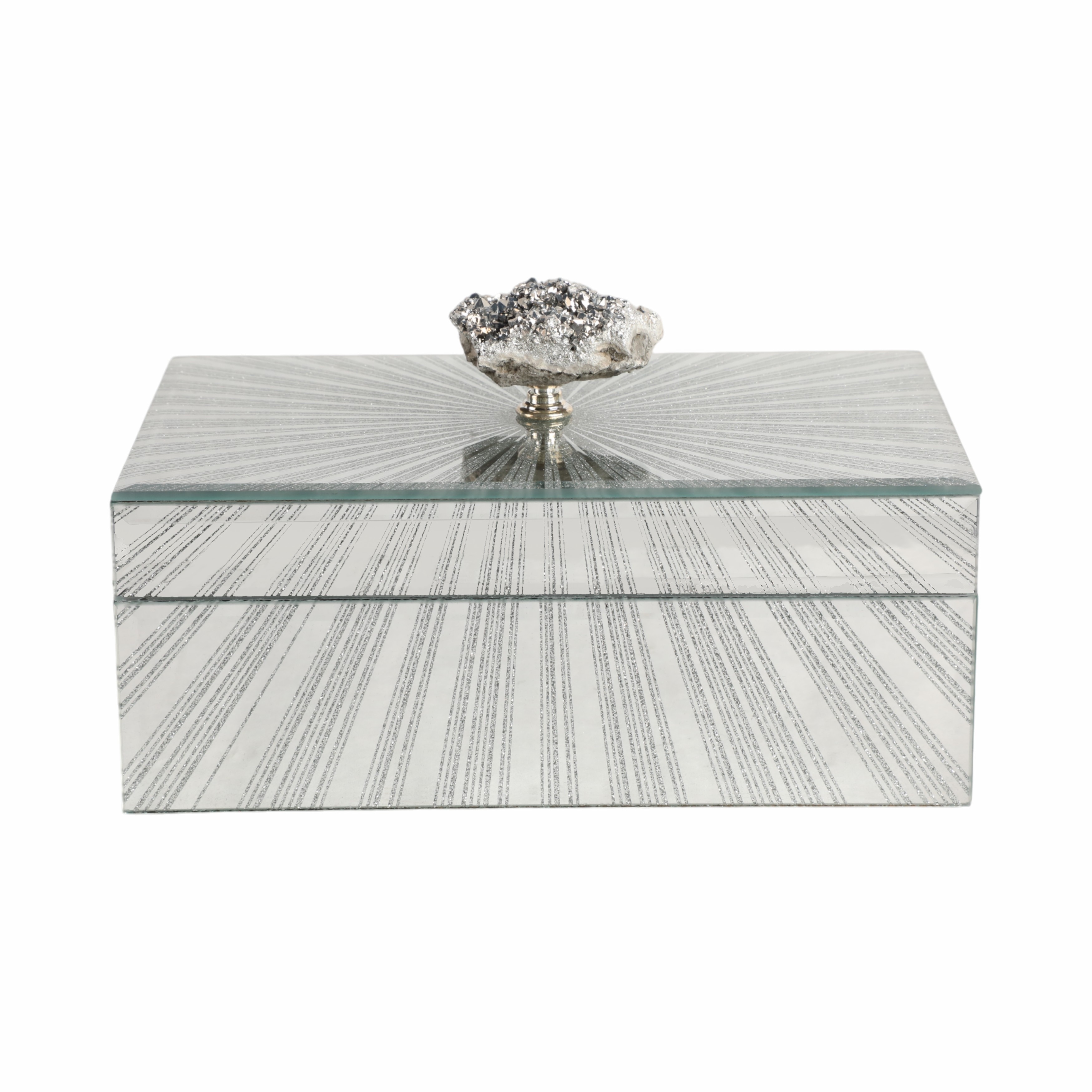 Bold Decorative Box with Lid - Geode Handle and Glam Finish - 8"