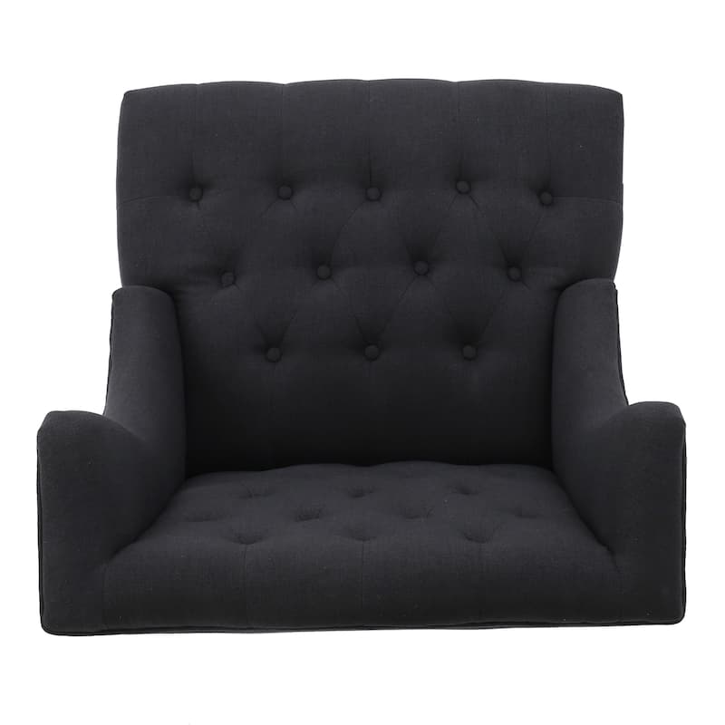 Modern 27.5" High Back Upholstered Button Tufted Club Chair with Rubber Wood Legs