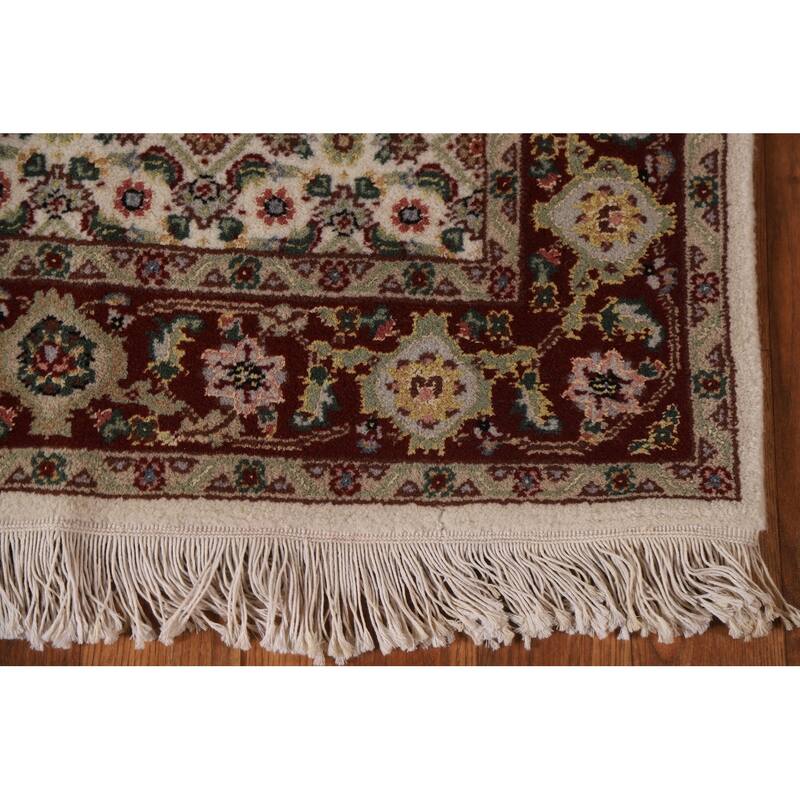 Hand Knotted Oriental 100% Wool Carpet Traditional Floral Beige & Ivories Tabriz Runner Rug - 20' 2'' X 2' 5''