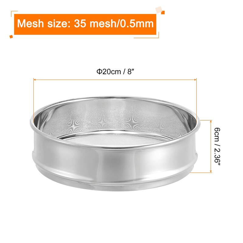 35 Mesh Lab Sieve, 8" Diameter Test Sieve 304 Stainless Steel Wire Cloth (0.5mm) - Silver - 8", 35 Mesh - Silver - 8", 35 Mesh