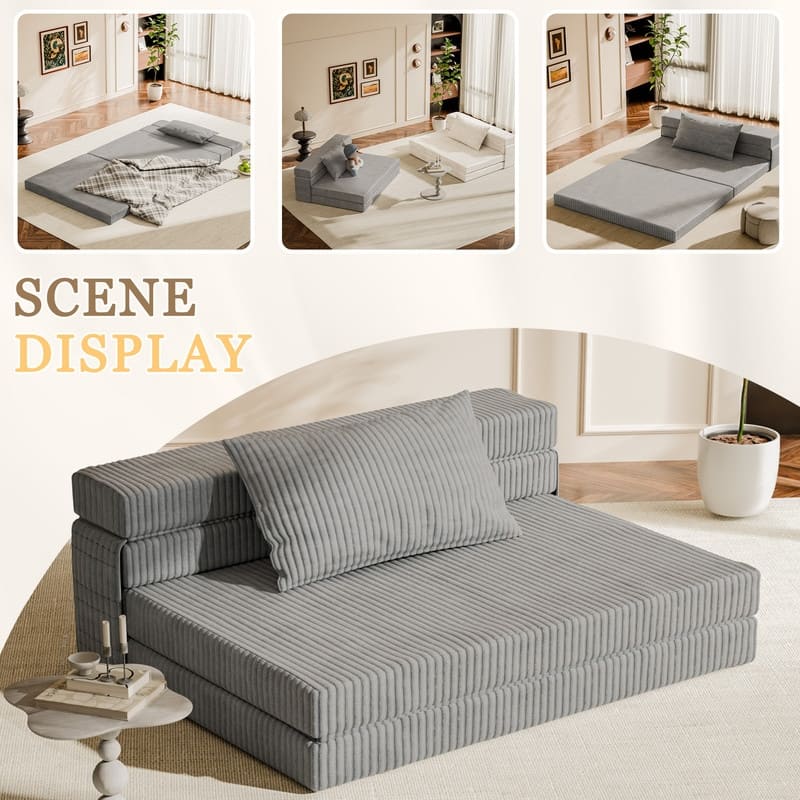 Folding Sofa Bed, Convertible Sleeper Chair with Pilow Foldable Matress, Comfy Floor Sofa Lounge for Living Room, Apartment