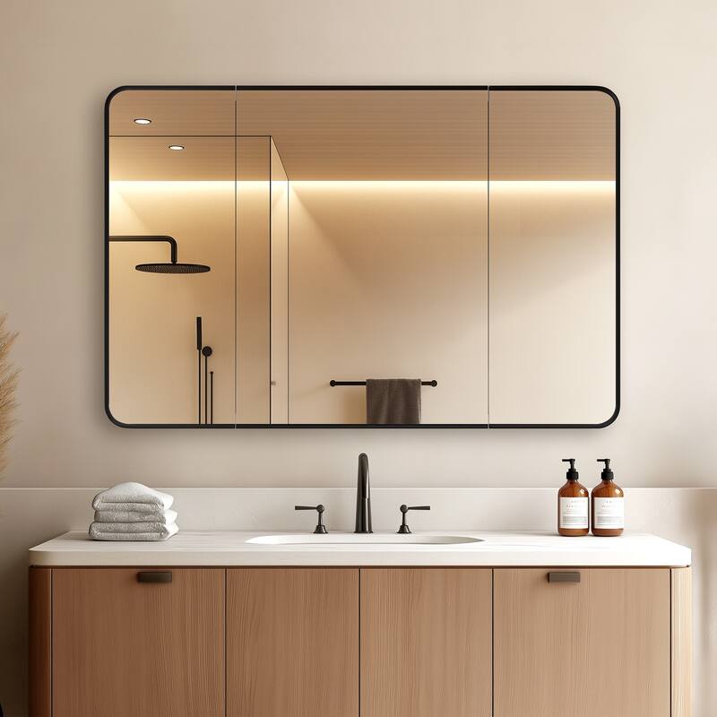 Talayuela Rectangular Aluminum Framed Medicine Cabinet with Mirror
