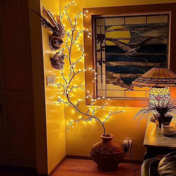 KIYTARBOO Luci fai da te Willow Vine illuminate per albero di salice, luci a 144 LED, per stanza, Natale, camera da letto, feste, matrimoni, porta, tavolo, decorazione per interni, camera da letto