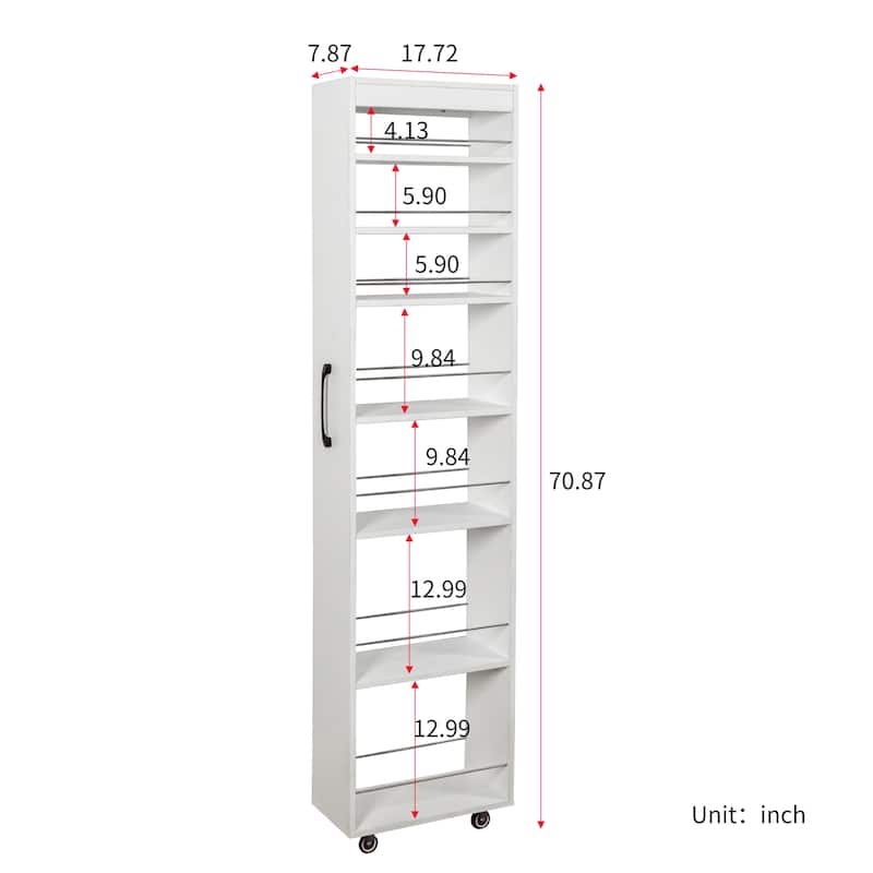 7 Tier Multi-Functional Pull-Out Multi-Tier Storage Single-Sided Open Shelf For Kitchen, Living Room & Narrow Spaces