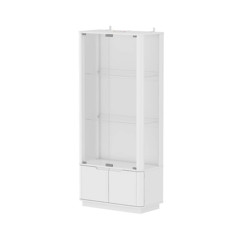 Modern Kitchen Cabinet Wine Bar Buffet with White Light & USB Port