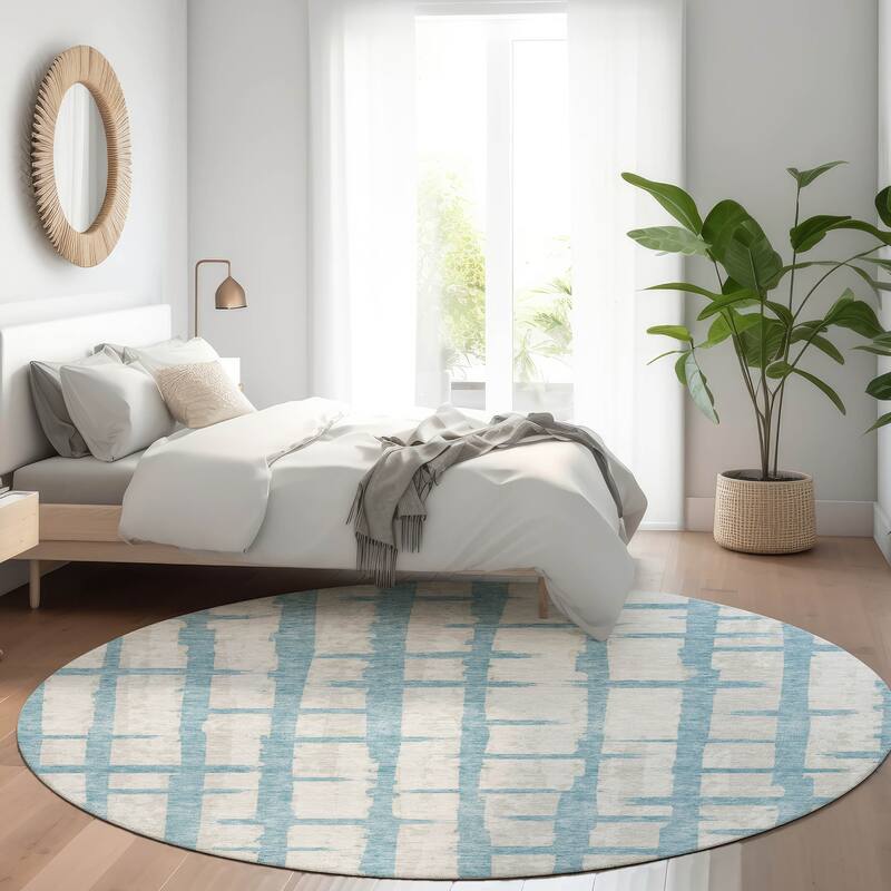 Premium Washable Super Soft Modern Contemporary Mayfield Rug - Sky - 8' x 8'