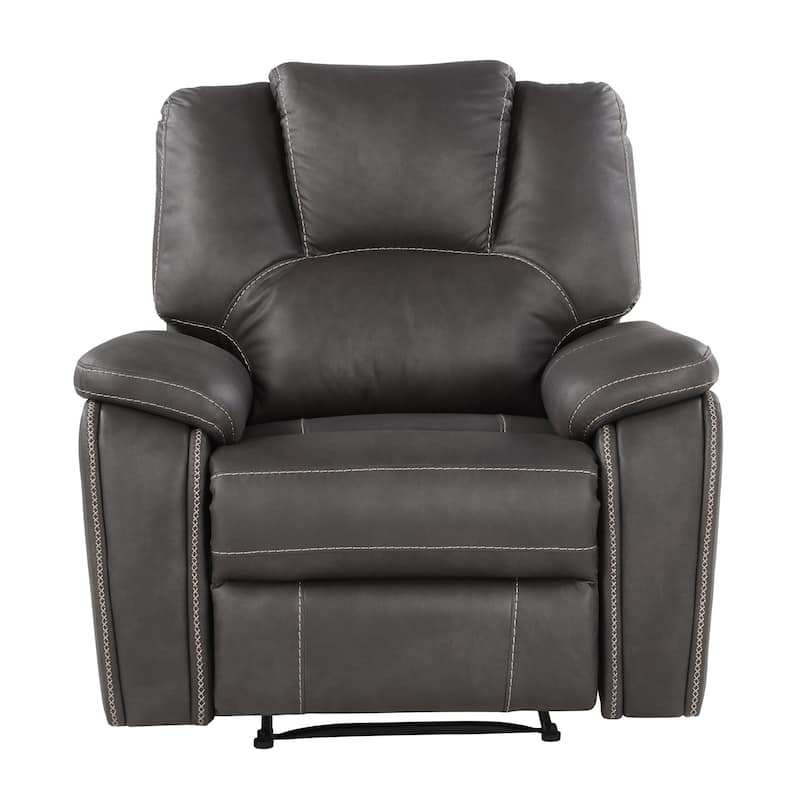 Steve Silver Kameryn Faux Leather Manual Recliner - Charcoal