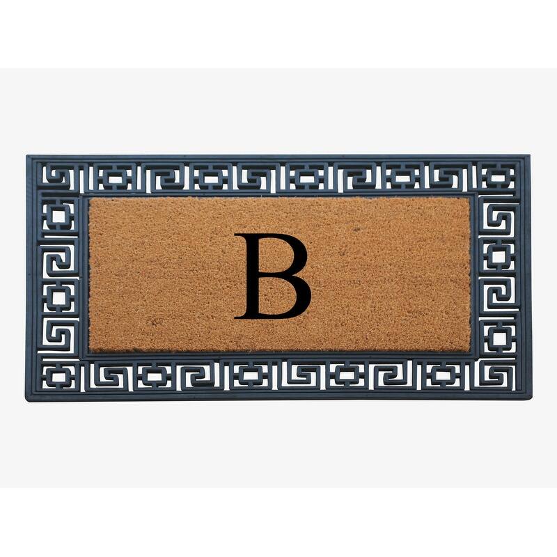 A1HC First Impression Carson Rubber and Coir 24" X 36", Heavy Duty, Easy to Clean Outdoor Monogrammed Doormat - Monogrammed B