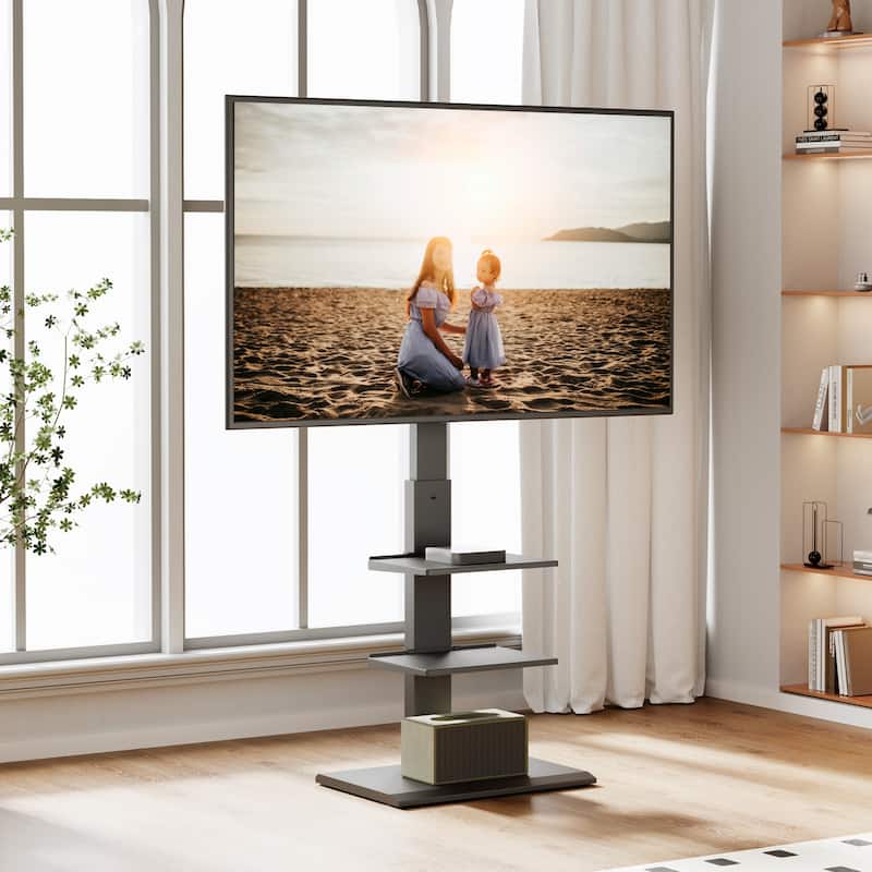 FITUEYES White Metal Base TV Stand for 32-75 inches TVs - Black