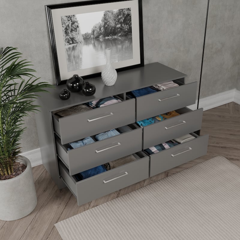 Kappesberg Sofia 50"W 6-Drawer Horizontal Dresser – Modern Bedroom Storage