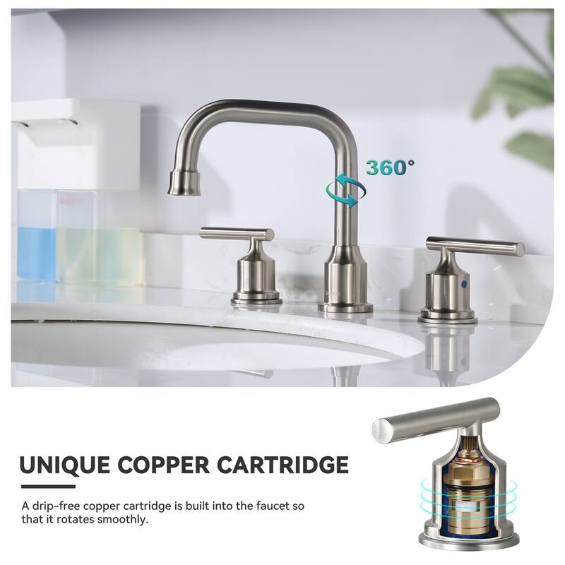 WOWOW Double Handle 8 in. Widespread Bathroom Sink Faucet