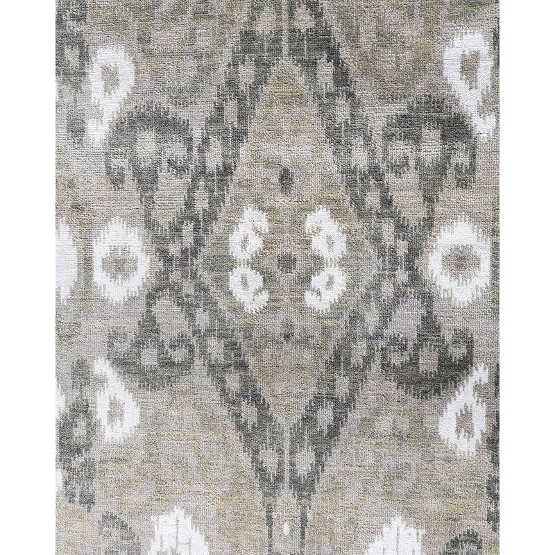 Ikat One-of-a-Kind Hand-Knotted Area Rug, Gray - 9' 0" x 12' 1"