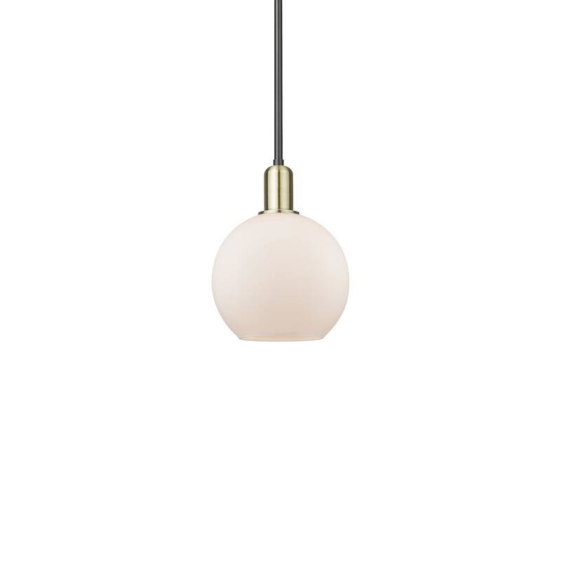 Innovations Lighting 716-1S-11-8 Athens Pendant Athens 8" Wide Mini - Black Antique Brass / Matte White