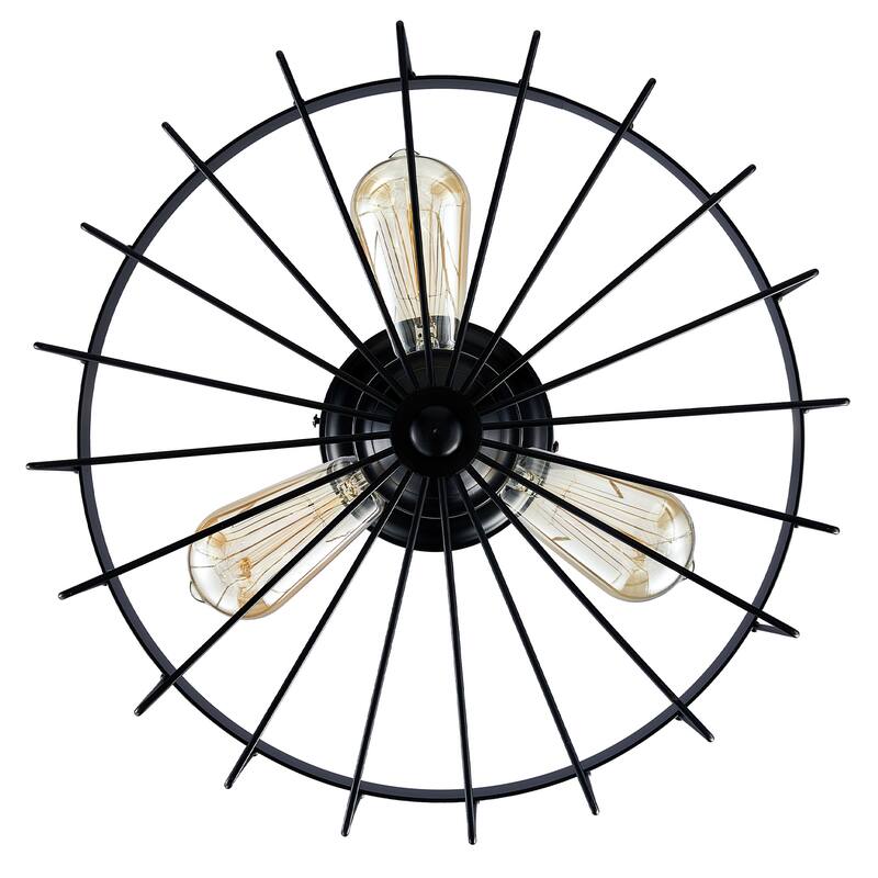 CO-Z Industrial Ceiling Light Fixture 15-Inch Semi Flush Mount - Black