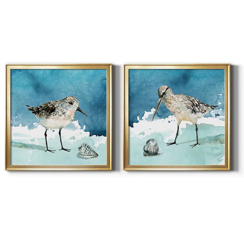 Delray Sandpiper I-Premium Framed Canvas - Ready to Hang - Multi-Color - 22.5x22.5 - Gold