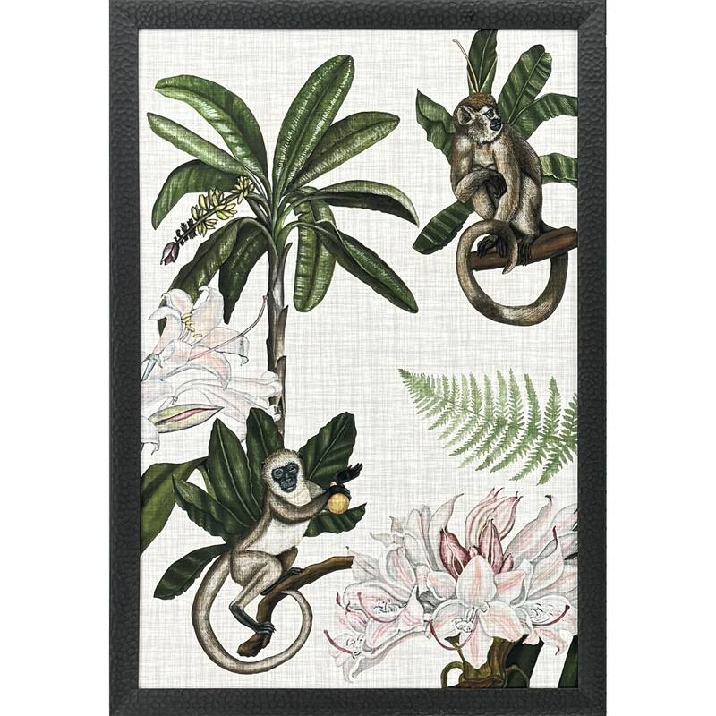 Paragon Monkey on Linen I Framed Art