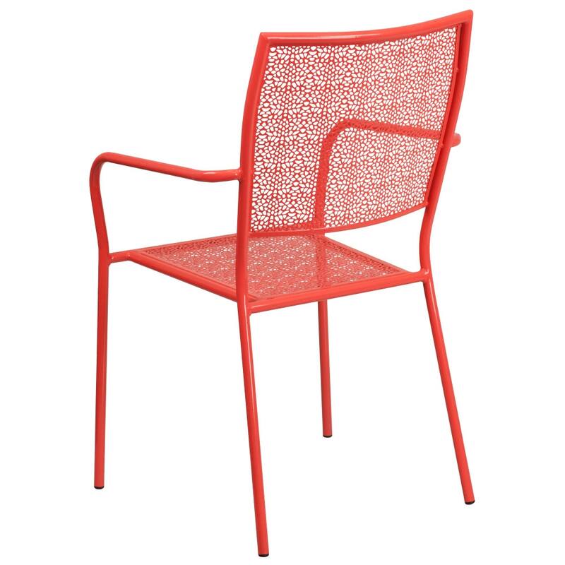 Indoor-Outdoor Steel Patio Arm Chair with Square Back