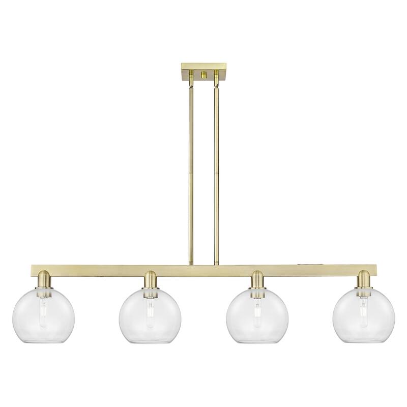 Innovations Lighting Endless Possibilities Arcadia - Athens - 4 Light 53" Stem Hung Island Light - Antique Brass/Clear