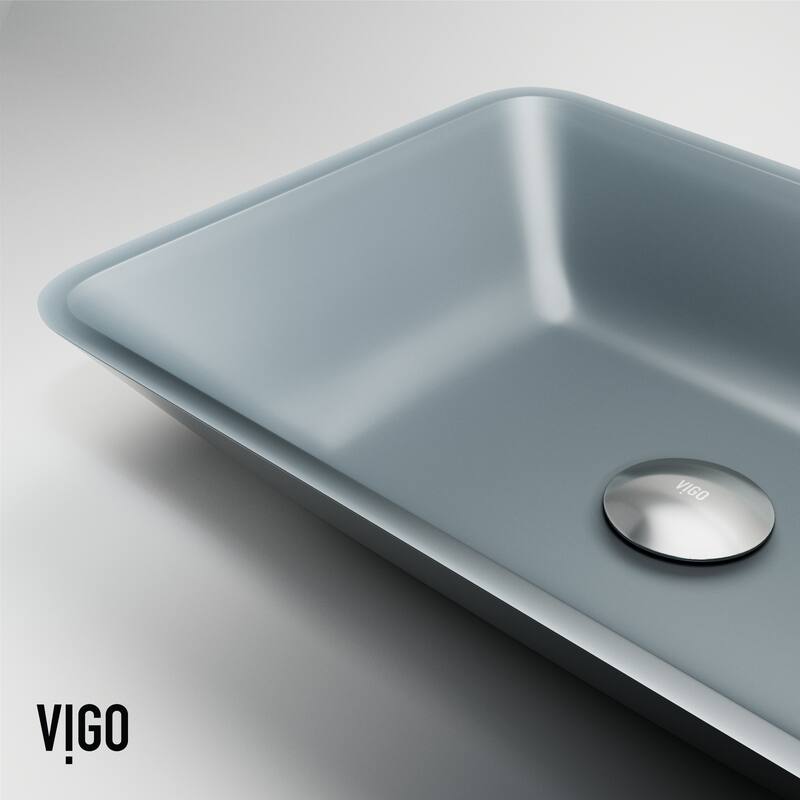 VIGO Sottile 18"L x 13"W x 4"H Glass Rectangular Vessel Bathroom Sink
