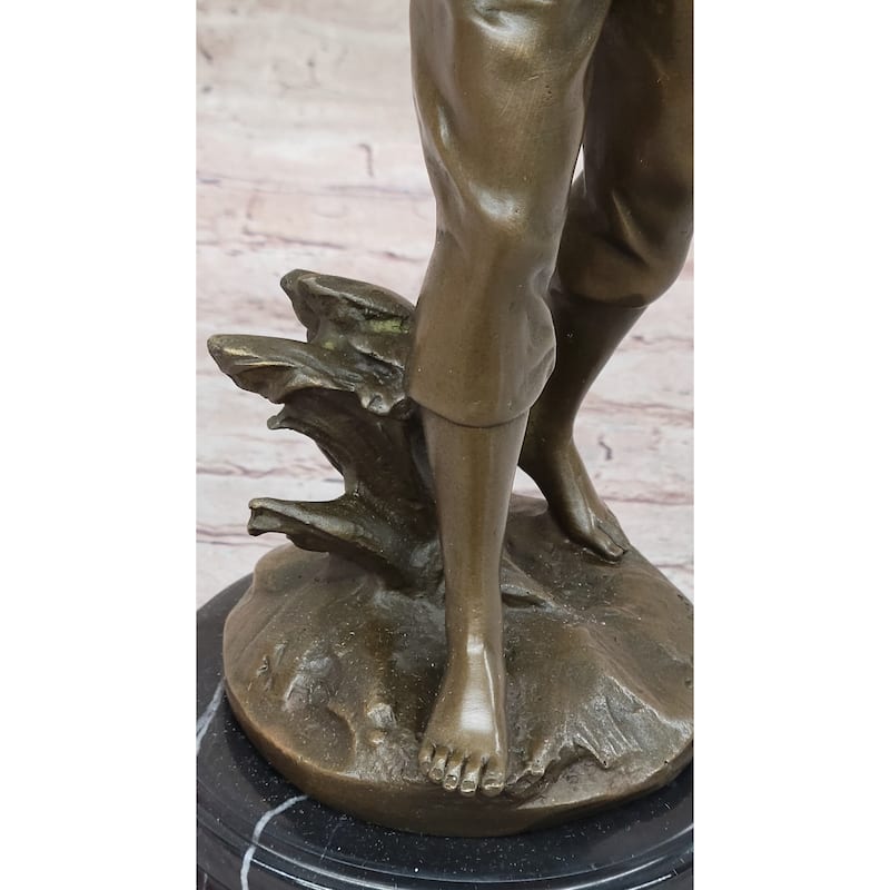 Young School Boy Carrying Supplies - 19Th Century Reproduction Sculpture After Bruchon