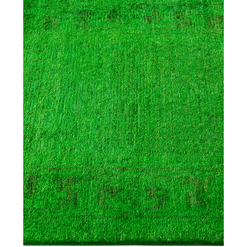 Overdyed One-of-a-Kind Hand-Knotted Area Rug - Green - 2' 4" x 14' 0"