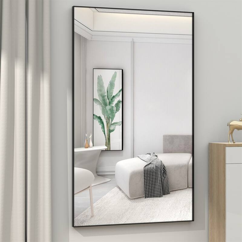 60" x 36" Modern Rectangle Bathroom Mirror with Aluminum Frame