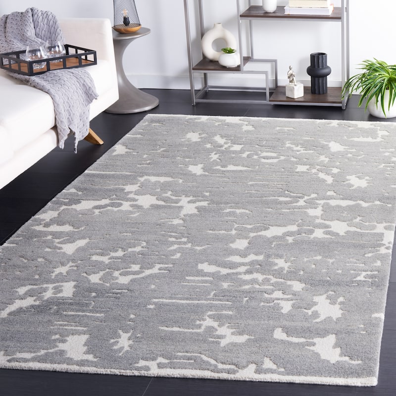 SAFAVIEH Handmade Chatham Ivika Abstract Wool Rug - 3' x 5' - Grey/Ivory