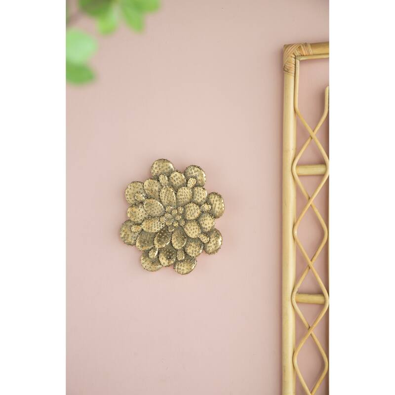 Modern Piece Succulent Wall Decor with Gold Finish Unique Textured Design, for Home and Office Decor