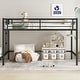 preview thumbnail 1 of 9, Kids Twin Size Metal Loft Bed with Ladder and Guardrails Black - Twin