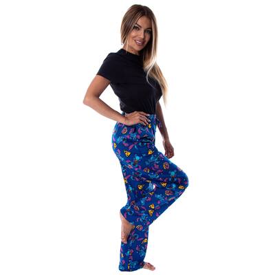 Disney Women's Lilo And Stitch Junk Food Soft Touch Cotton Plush Loungewear Pajama Pants