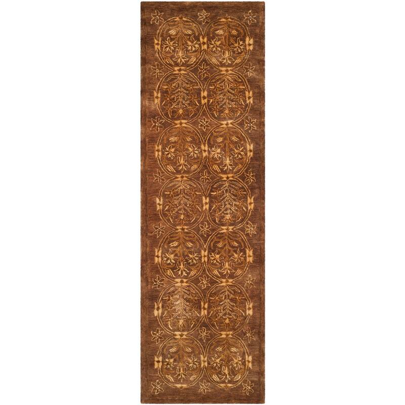 SAFAVIEH Handmade Taj Mahal Rebeca Traditional Oriental Wool Rug - 2'6" x 8' Runner - Olive