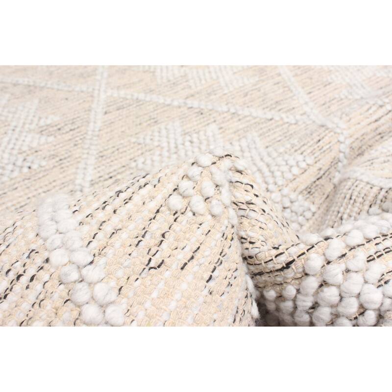 ECARPETGALLERY Braid weave Sienna Beige Wool Rug - 5'2 x 8'0