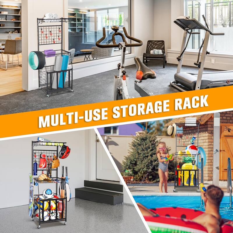 Multi-Functional Garage Storage Rack for Sporting Goods and Toys