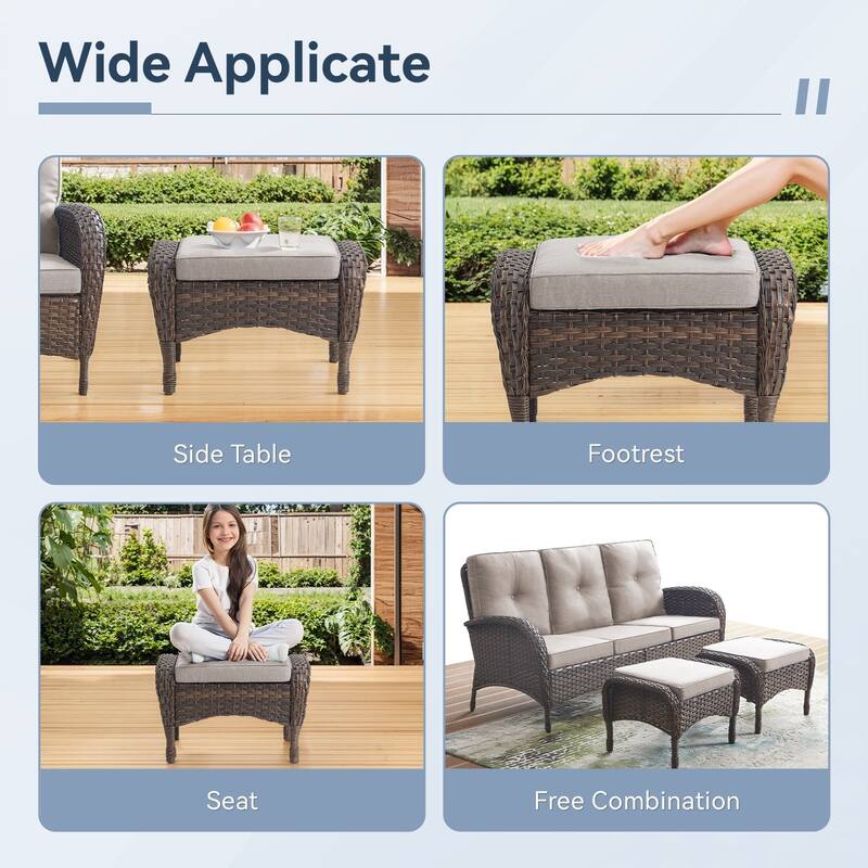 Gymojoy 5-Piece Outdoor Wicker Patio Swivel Chair & Ottoman Set, Rattan Coversation Set with Water Resistant Cushions
