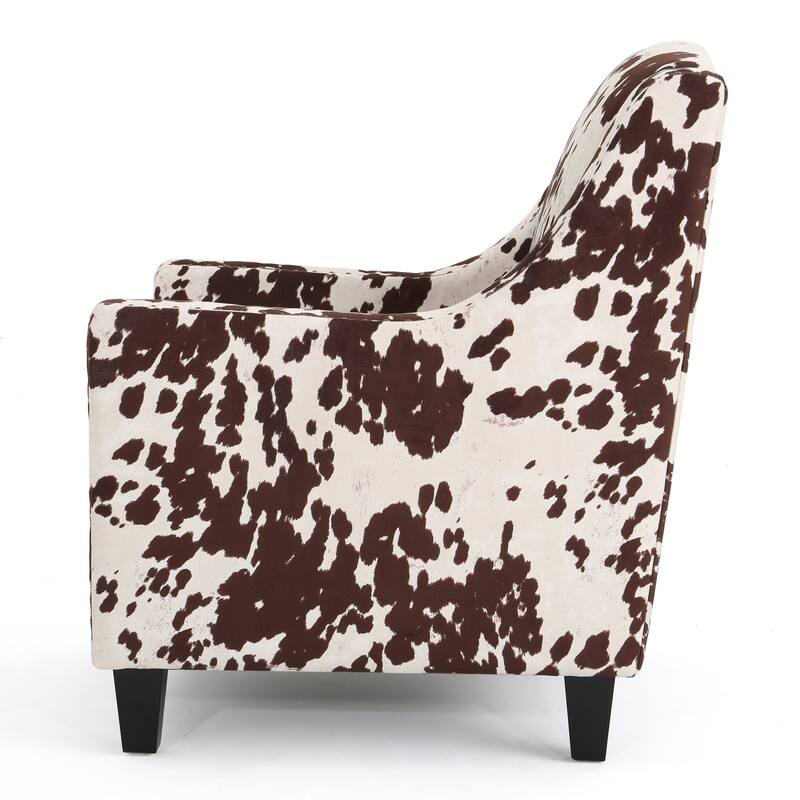Comfy Accent Chair with Tufted Backrest, Bedroom Single Seat Arm Chair with Wooden Legs, Modern Side Chairs for Living Room