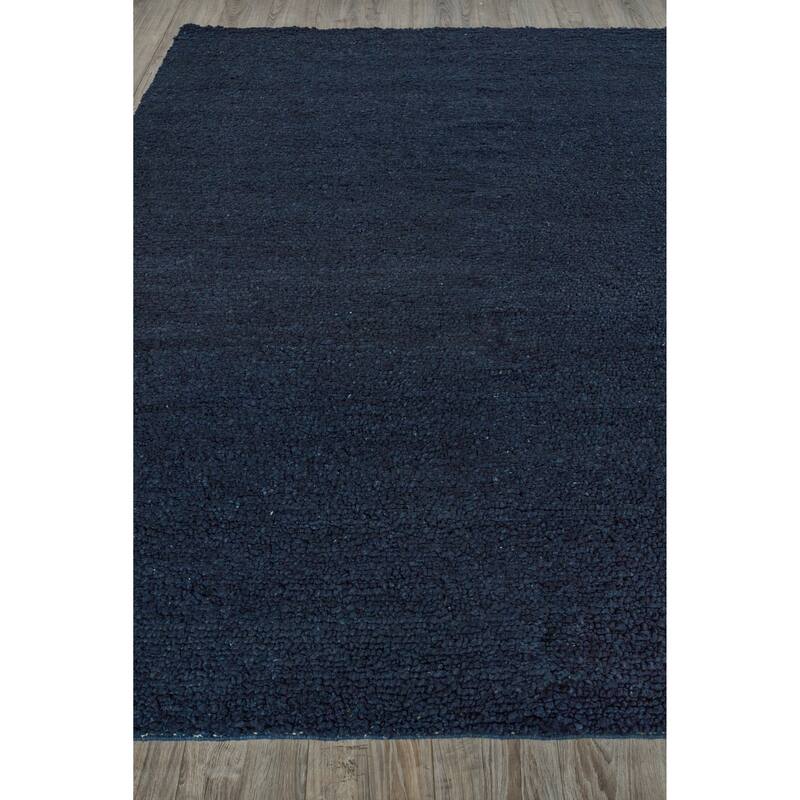 EXQUISITE RUGS Borelli Hand-loomed New Zealand Wool Navy Blue Area Rug.