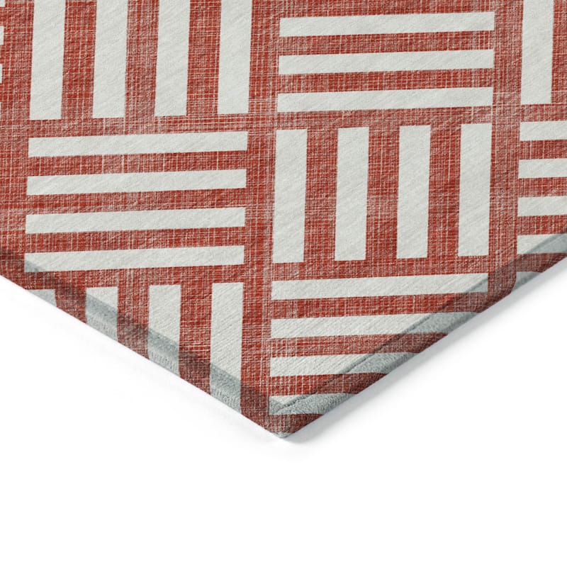 HomeRoots Geometric Transitional Rectangle Outdoor Rug