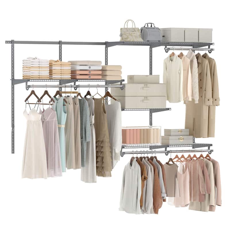 Costway 4-8 FT Wall-Mounted Closet Organizers and Storage System with - See Details