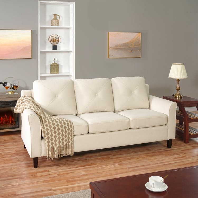 Raelynn Button Tufted Sofa Affordable Modern Sofa - Microfiber Couch for Small Spaces, Living Room, Bedroom