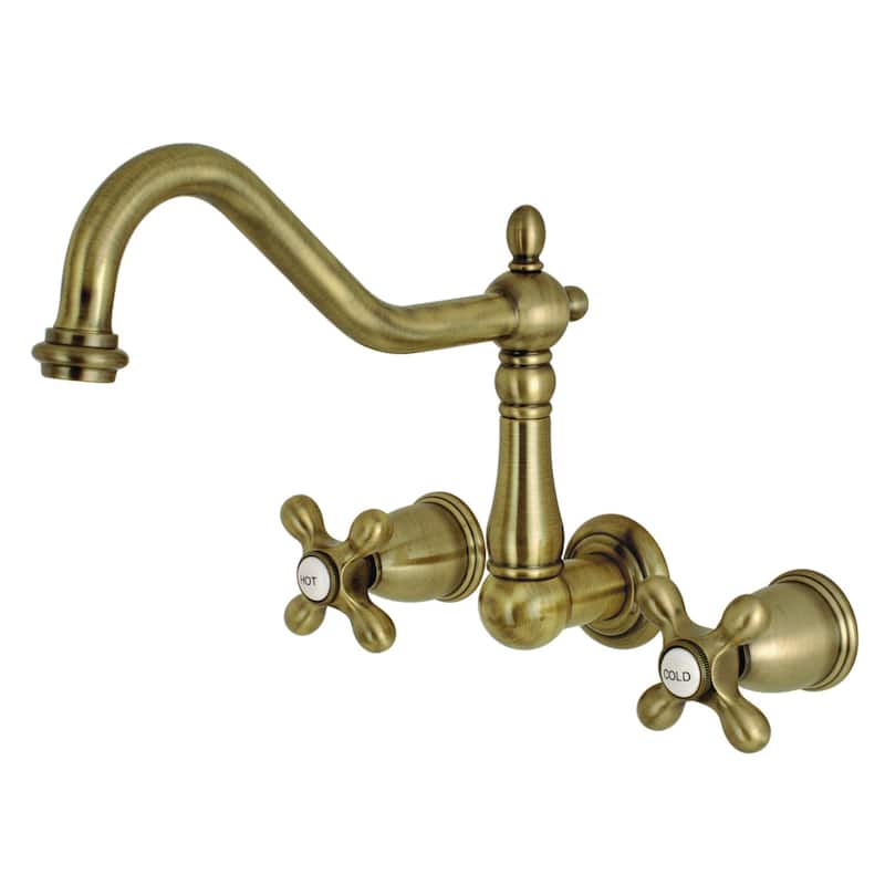 Heritage 3-Hole Wall Mount Roman Tub Faucet in Polished Brass