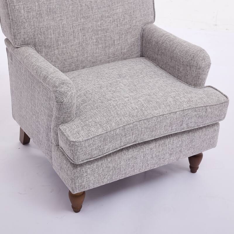 Vintage Upholstered Linen Fabric Armchair