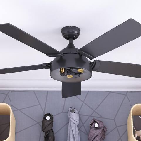 52" Prominence Home Octavia Industrial Ceiling Fan with Remote, Matte Black