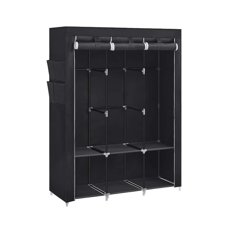 Multi-Section Fabric Closet Organizer with Sturdy Steel Tubes and 4 Convenient Storage Pockets